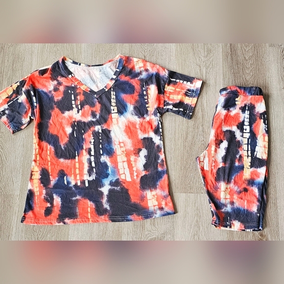 Medium Vibrant Orange Tie-Dye Two-Piece Set - Picture 4 of 5